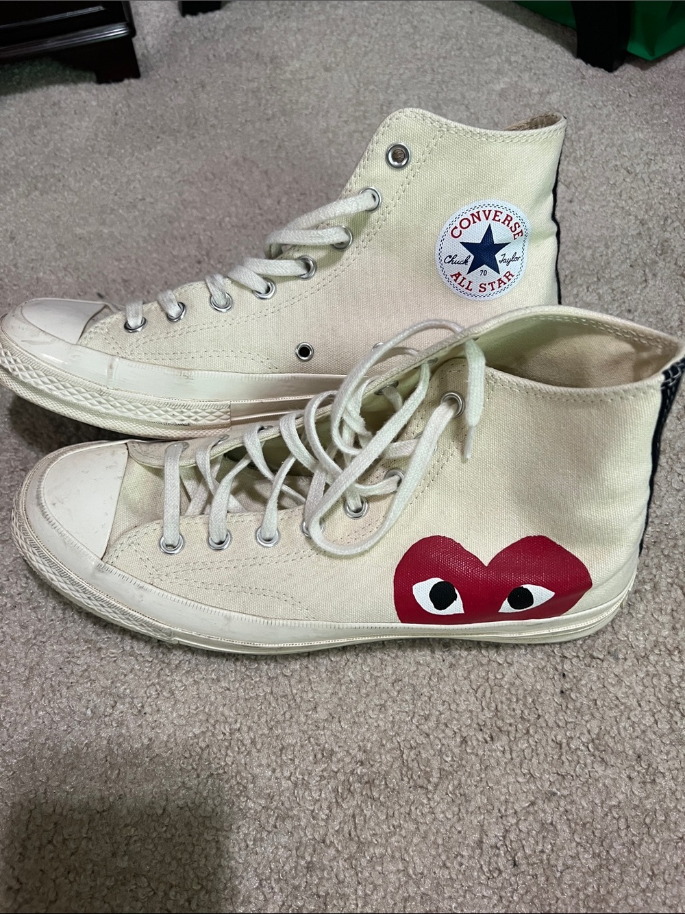 Converse Chuck Taylor All Star High-Top Cream Sneakers with Red Heart Graphic